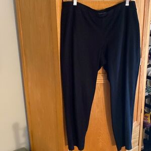 Eileen Fisher black ankle length stretch pants.